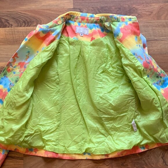 Vtg Albert Makali Jacket Short Colorful Lined Long Sleeve Button Shirt USA 8 - Picture 2 of 12